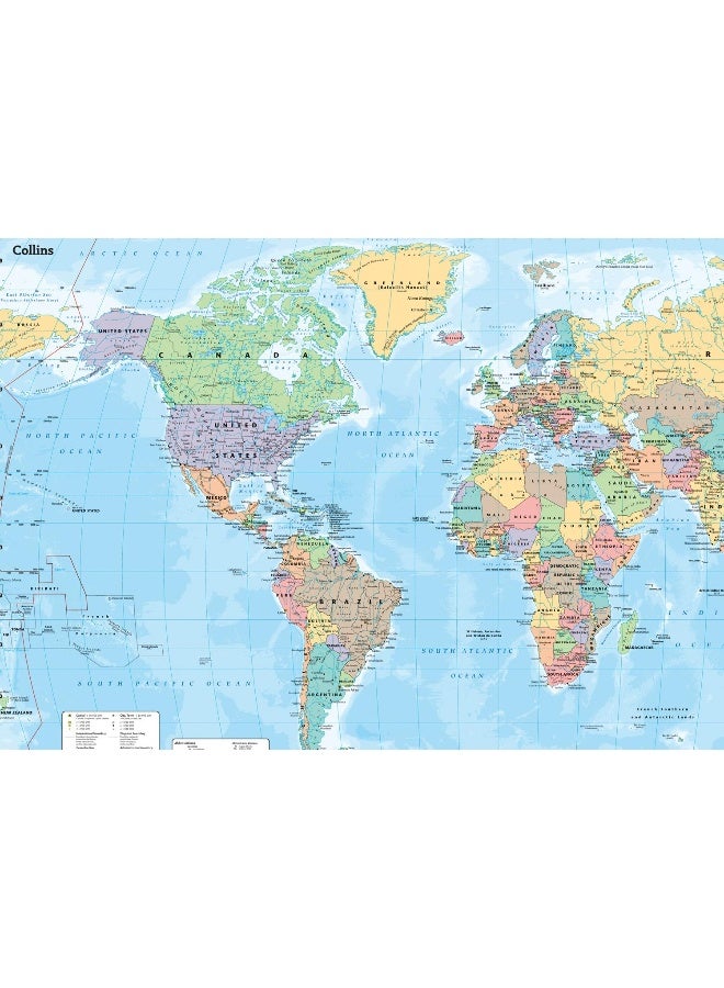 Collins World Wall Laminated Map - Image 2