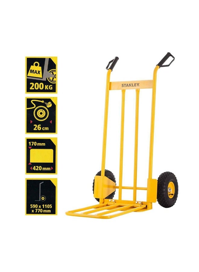 Stanley SXWTD-HT535 200kg Steel Hand Truck with 260mm Wheel Dia - Yellow - Image 1