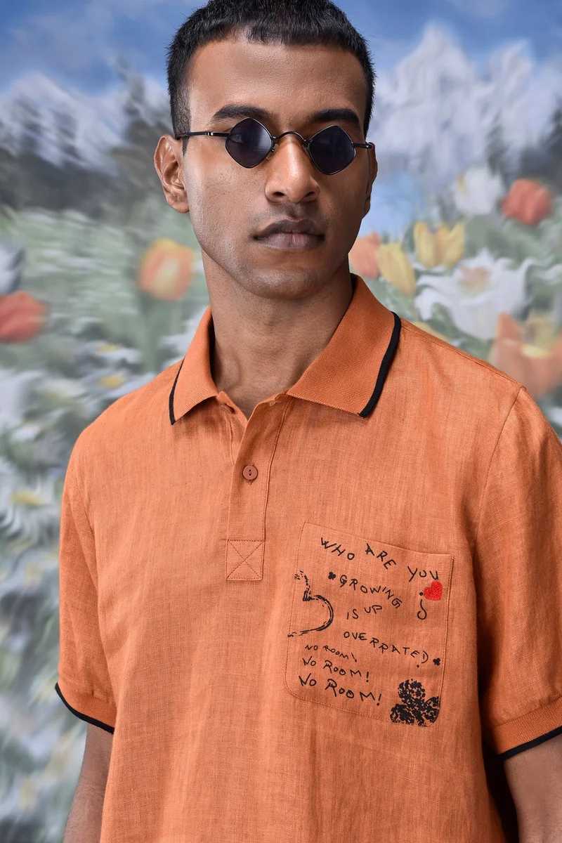 Genes Lecoanet Hemant Dark Caramel Linen Polo