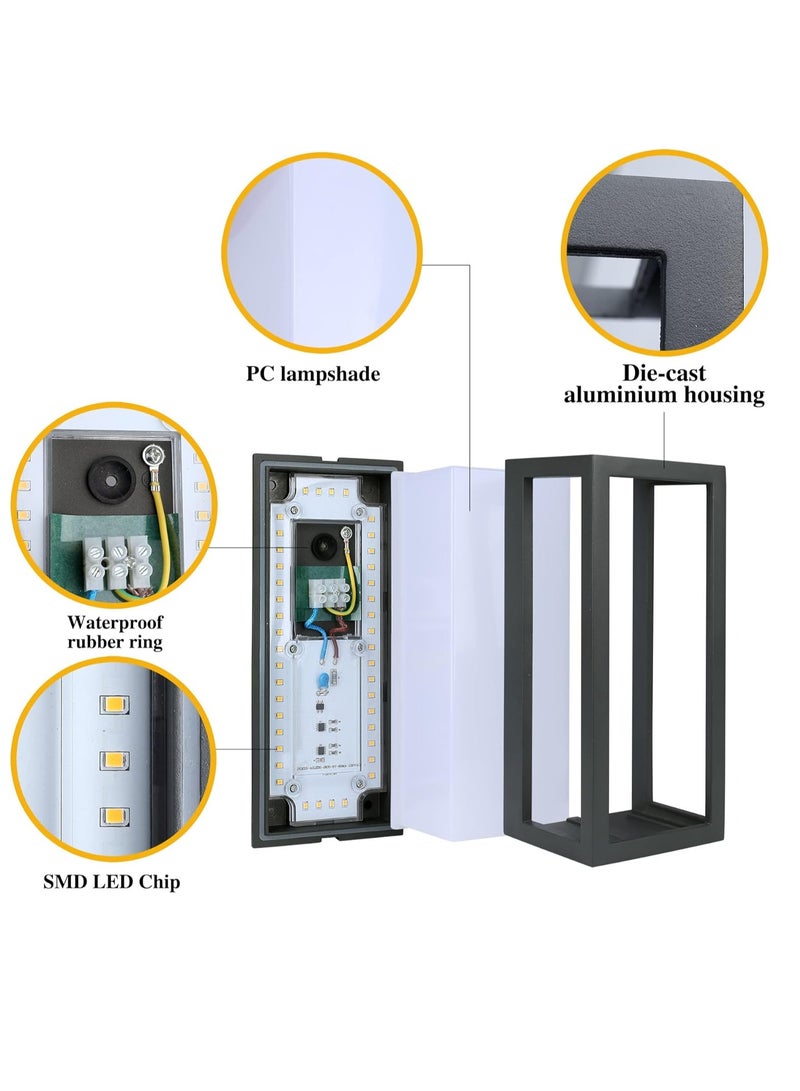 رات سو مصباح جداري LED خارجي من الألومنيوم، مصباح جداري خارجي، مصباح حائط خارجي مقاوم للماء، بإضاءة بيضاء دافئة - Image 3