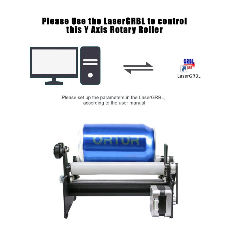 Laser Engraving Rotary Module 129x184x81mm Black - Y Axis Roller for Cylindrical Engraving - NEMA 17 Motor for Cans and Cylindrical Objects - Image 2