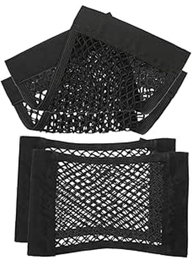 4 Pcs Double Layer Car Cargo Net Elastic Trunk Organizer Mesh Storage Net For Groceries Tools SUVs Trucks Black - Image 1