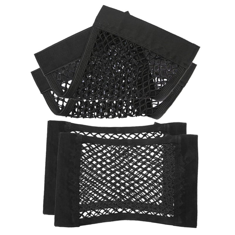 4 Pcs Double Layer Car Cargo Net Elastic Trunk Organizer Mesh Storage Net For Groceries Tools SUVs Trucks Black - Image 2
