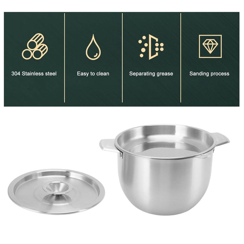 VALAJOGI 304 Stainless Steel Kitchen Oil Filter Pot12L Grease Storage Tank with Strainer Lid MultiPurpose Cooking Oil Dispenser Removable Bacon Grease Filter AntiScalding Handle - Image 3
