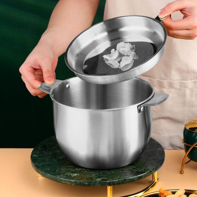 VALAJOGI 304 Stainless Steel Kitchen Oil Filter Pot12L Grease Storage Tank with Strainer Lid MultiPurpose Cooking Oil Dispenser Removable Bacon Grease Filter AntiScalding Handle - Image 4