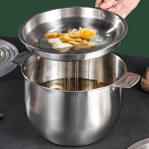 VALAJOGI 304 Stainless Steel Kitchen Oil Filter Pot12L Grease Storage Tank with Strainer Lid MultiPurpose Cooking Oil Dispenser Removable Bacon Grease Filter AntiScalding Handle - Image 2
