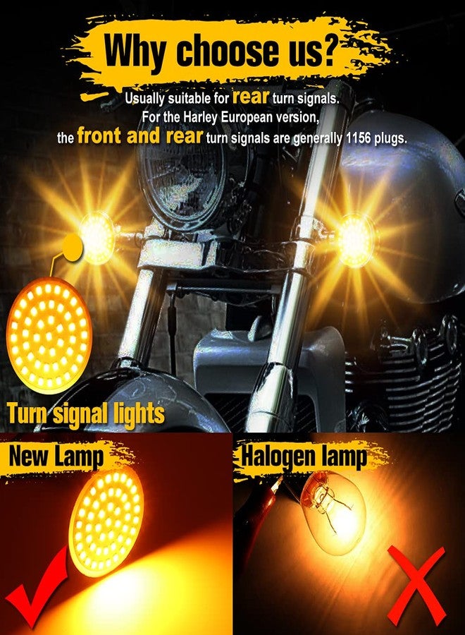 HONLEEX 1156 Front Rear LED Turn Signal Lights Amber,2 inch bullet Turn Signal Panel Lights Compatible for Motorcycle.(2-Pack) - Image 2