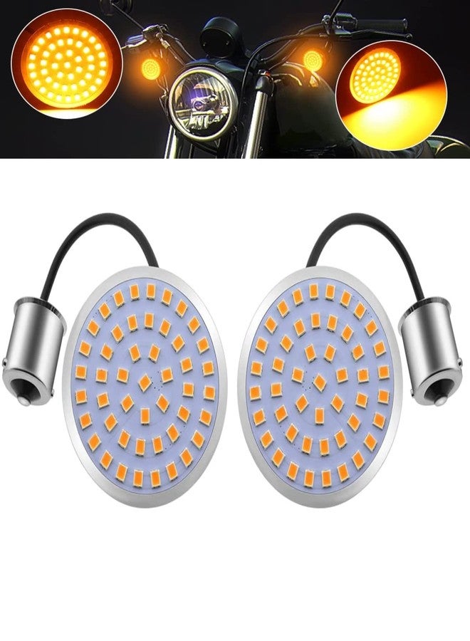HONLEEX 1156 Front Rear LED Turn Signal Lights Amber,2 inch bullet Turn Signal Panel Lights Compatible for Motorcycle.(2-Pack) - Image 1