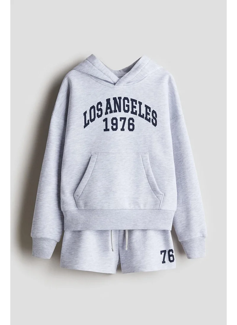 اتش اند ام 2-piece brushed-inside hoodie and shorts set