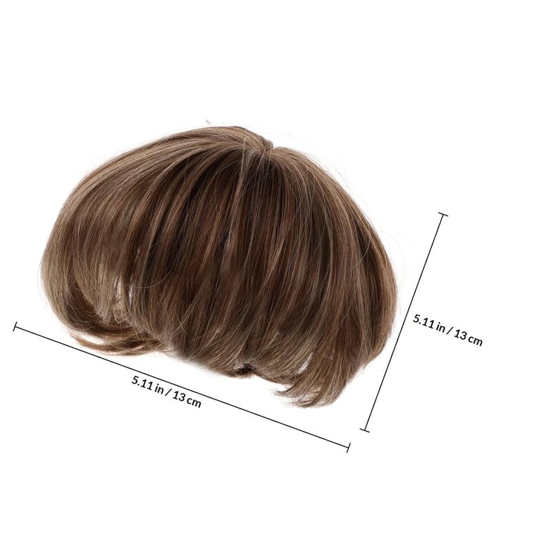 TIDTALEO Short Hair Wig Hair Topper for Women Breathable Synthetic Fiber Hairpiece with Volume and Gray Roots 16h89# Light Brown - Image 2