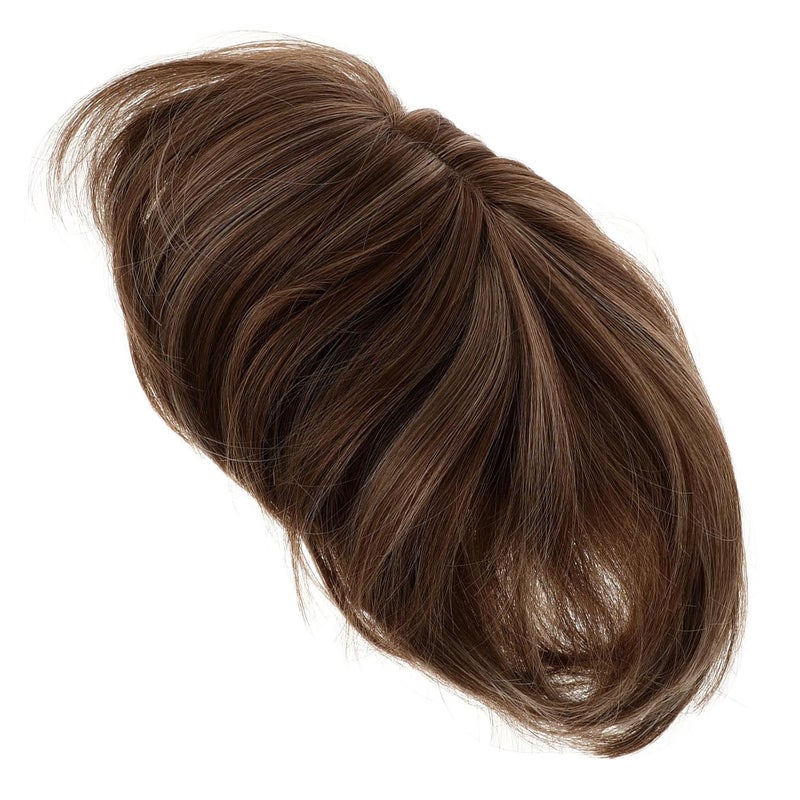 TIDTALEO Short Hair Wig Hair Topper for Women Breathable Synthetic Fiber Hairpiece with Volume and Gray Roots 16h89# Light Brown - Image 1