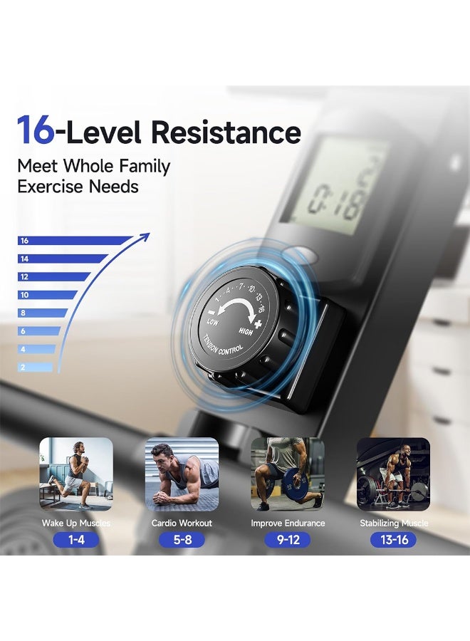 PowerMax Fitness RH-330PRO Premium Rowing Machine for Home Use | 130KG Max User | 16-Level Magnetic Resistance | Foldable Cardio Rower, Bluetooth for Fitshow app, Aluminium Rail for Full Body Workout - Image 5