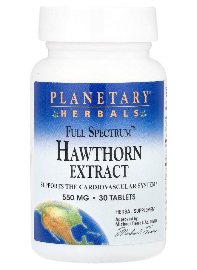 PLANETARY HERBALS Full Spectrum™ Hawthorn Extract 550 mg 30 Tablets 