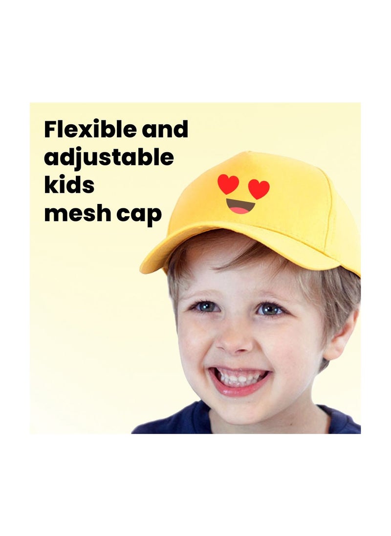 PRINTSHOP4ME - Kids Yellow Smiley Face Pack Of 2 T-Shirt And Cap Combo–Unisex Round Neck Short Sleeve Cotton T-Shirt - Image 1