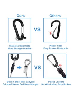 KASTWAVE 6 Pack Retractable Safety Coiled Lanyard with Aluminium Alloy Carabiner Clip for Securing Pliers Lip Grips Boating  - Image 3
