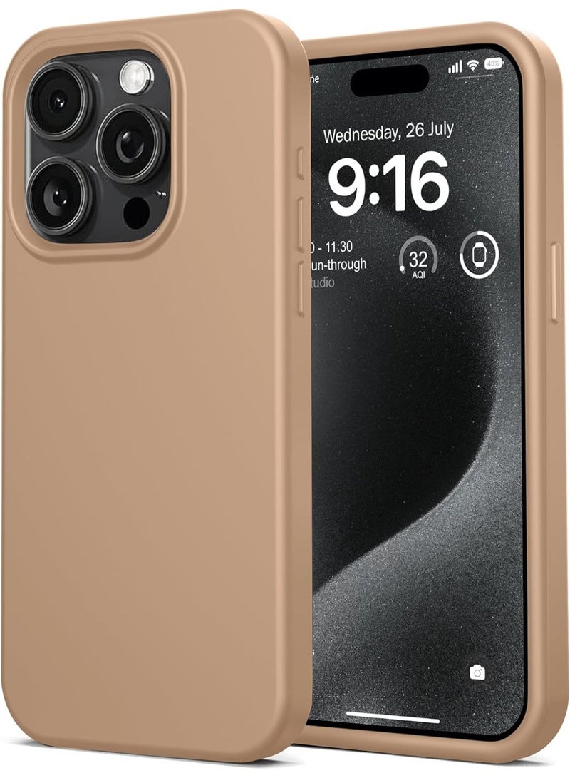 Compatible with iPhone 16 Pro Case 6.9 Inch Slim Liquid Silicone 4 Layers Soft Gel Rubber Shockproof Protective Phone Case with Anti Scratch Microfiber Lining (Milk Tea) - Image 1