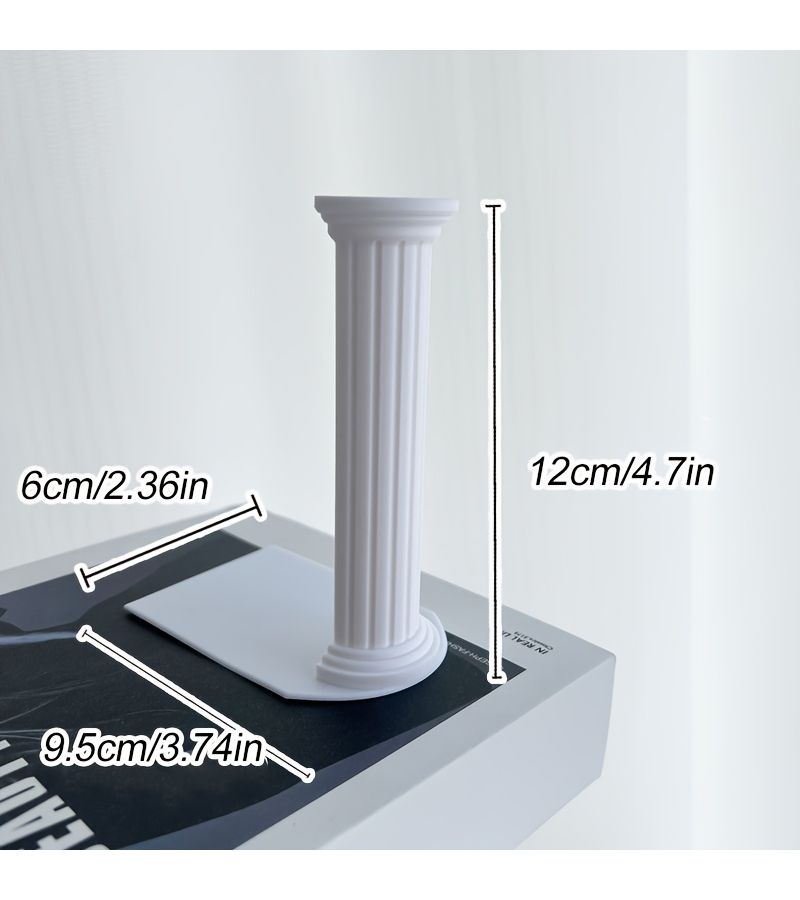 White Roman Column Bookend Non Slip Book Holder for Shelves - Image 2