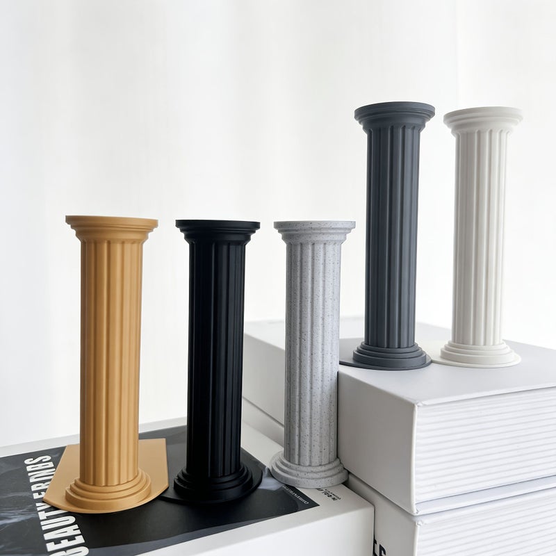 White Roman Column Bookend Non Slip Book Holder for Shelves - Image 3
