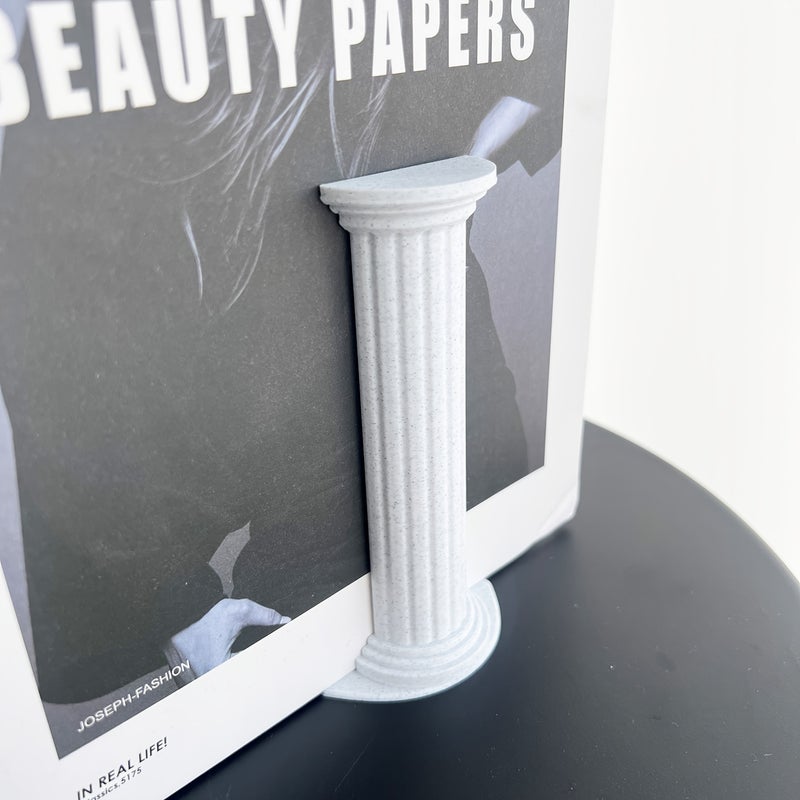 White Roman Column Bookend Non Slip Book Holder for Shelves - Image 4
