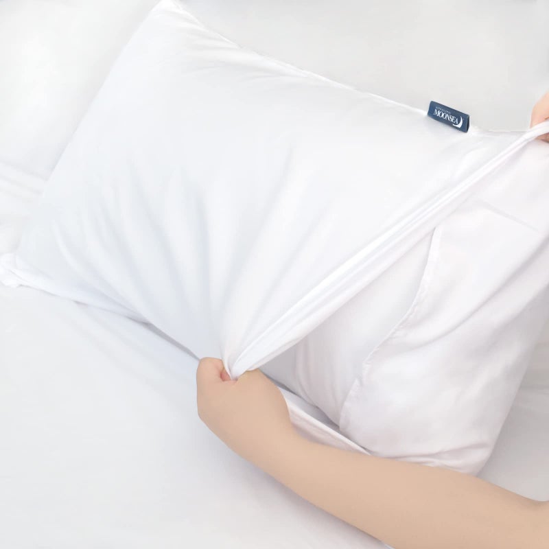Moonsea Queen Sheet Sets Air Mattress Sheets - 3 Pieces Extra Deep Pocket Queen Sheets Sets 16 to 24 inch - Sheets with Pockets on Side - Easily Fits Extra Deep Pillow Top Air Mattress (White) - Image 4