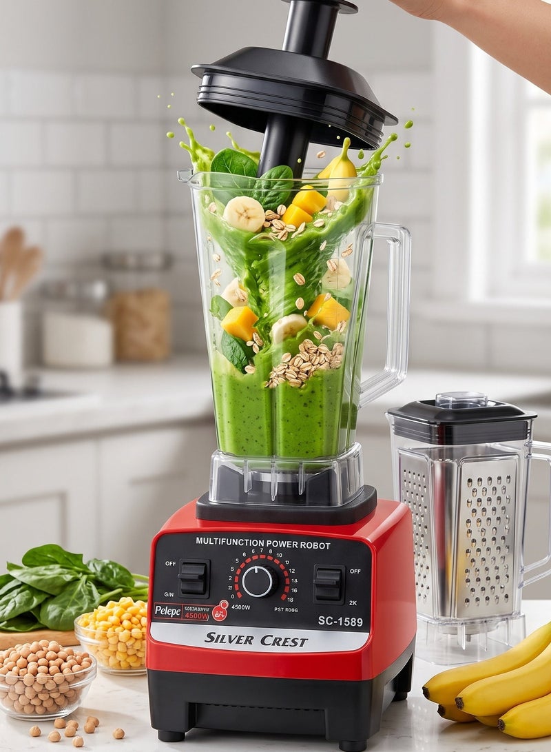 SilverCrest Professional Electric Blender Model SC-1589 High Speed Food Processor 4500W with Sharp Stainless Steel Blades for Ice Crushing Smoothies and Grains - Image 1