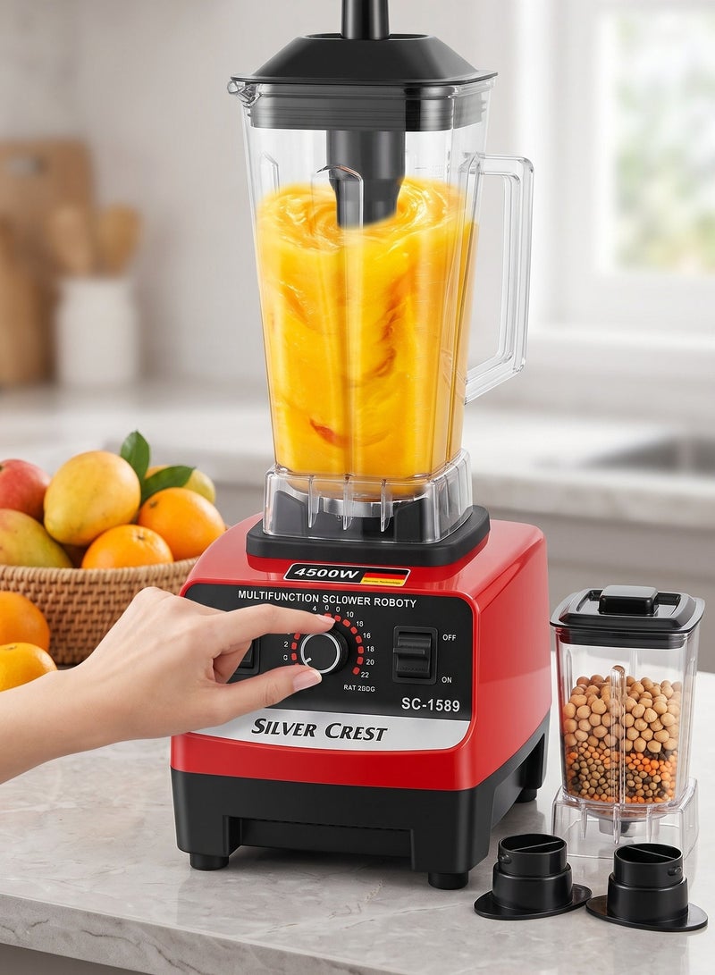 SilverCrest Professional Electric Blender Model SC-1589 High Speed Food Processor 4500W with Sharp Stainless Steel Blades for Ice Crushing Smoothies and Grains - Image 2