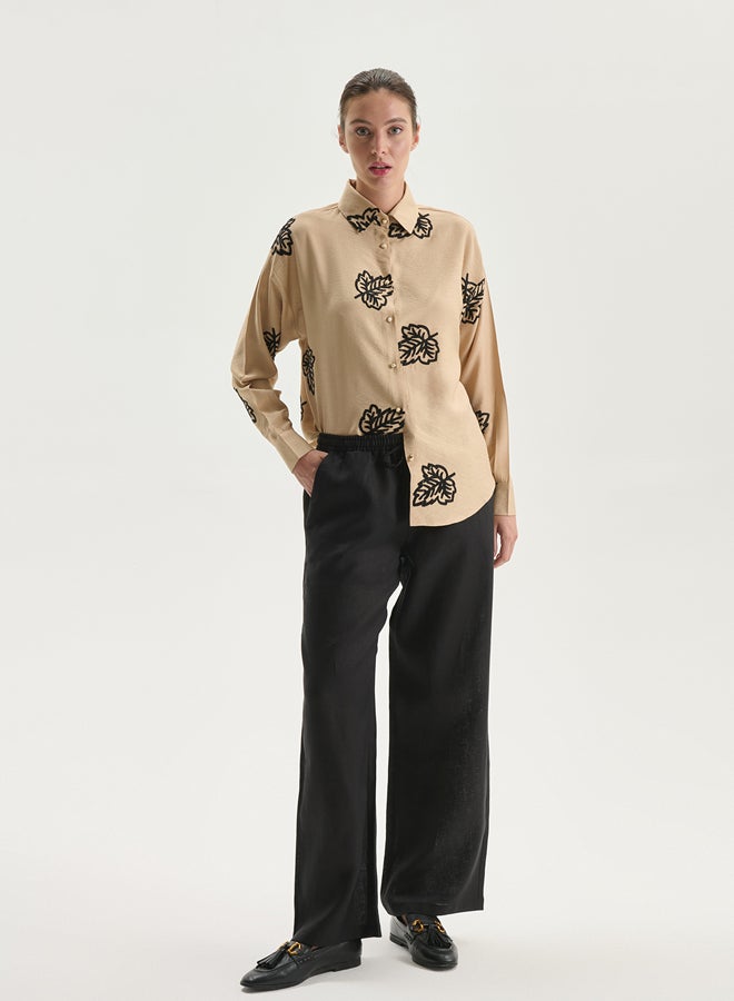 LC WAIKIKI Elasticated Waist Linen Women's Trousers - Image 1