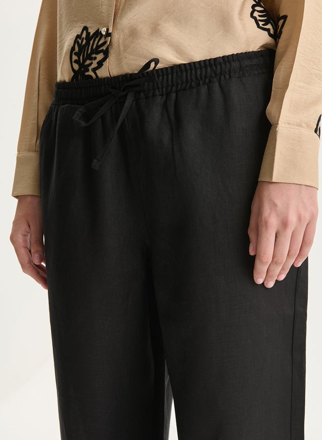 LC WAIKIKI Elasticated Waist Linen Women's Trousers - Image 3