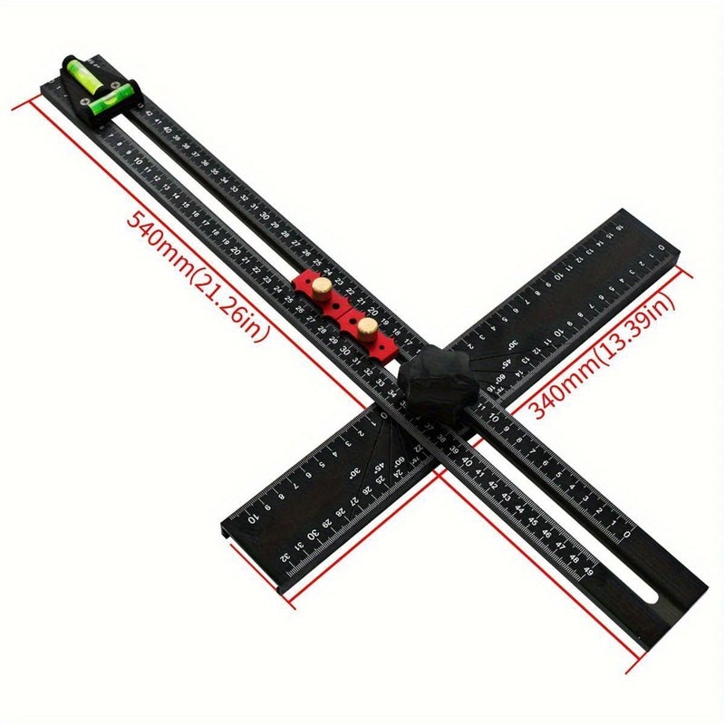 Black 2 in 1 Heavy Duty Aluminum T Square Drilling Template 54cm - Image 5