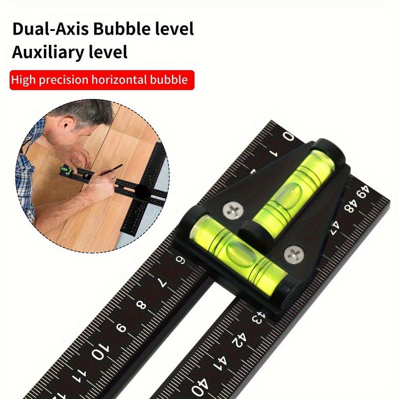 Black 2 in 1 Heavy Duty Aluminum T Square Drilling Template 54cm - Image 4