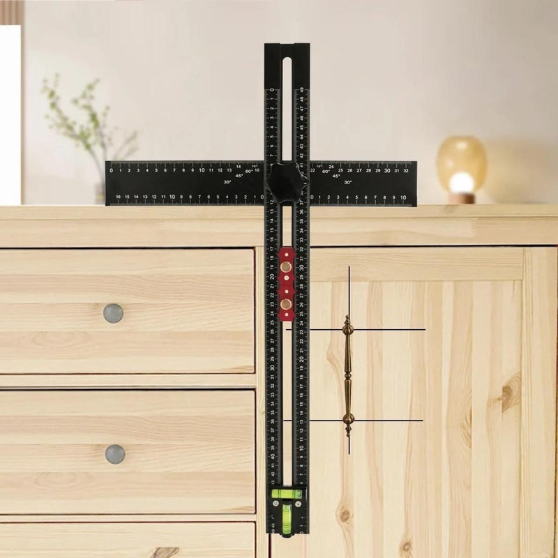 Black 2 in 1 Heavy Duty Aluminum T Square Drilling Template 54cm - Image 3