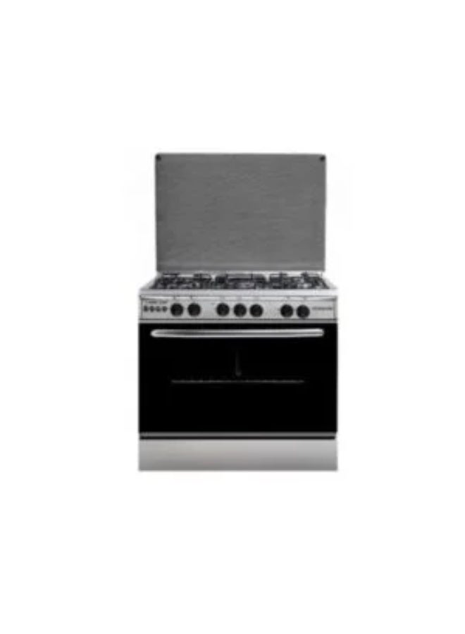 Techno Fire Gas Cooker, 5 Burners, 80x60 cm, TF15SF - Silver - Image 1