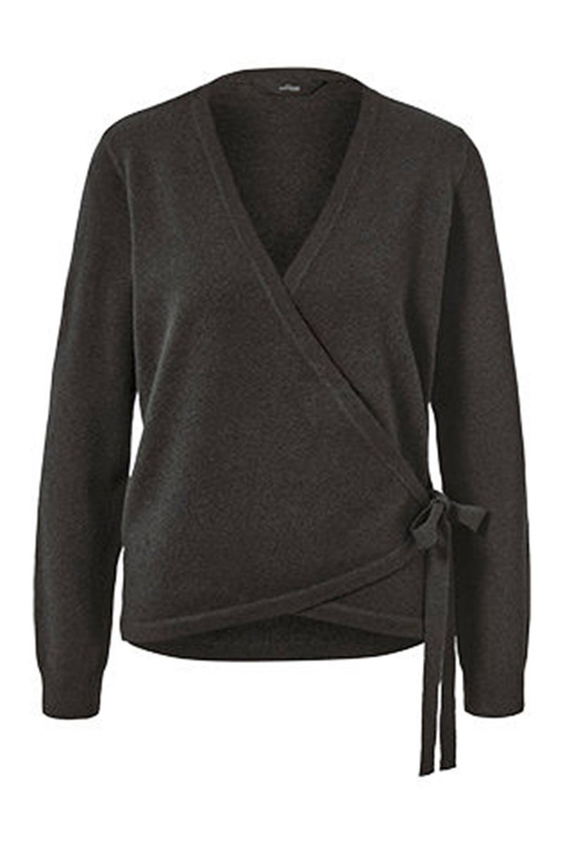 Tchibo Women V-Neck Long Sleeve Cardigan, Grey  - Image 3