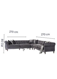 Maharat Al Bahar Regal Modern Luxury Fabric Sofa Set: Graciously Elegant Living Room Furniture Green 260X90X80  - Image 2