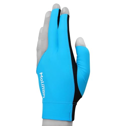 Quality gloves Molinari Billiard Pool Cue Glove - for Left Hand (Right-Handed Player), X-Large, Cyan - Image 2