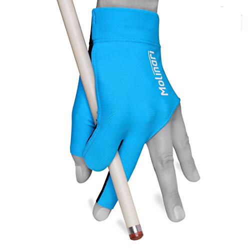 Quality gloves Molinari Billiard Pool Cue Glove - for Left Hand (Right-Handed Player), X-Large, Cyan - Image 1