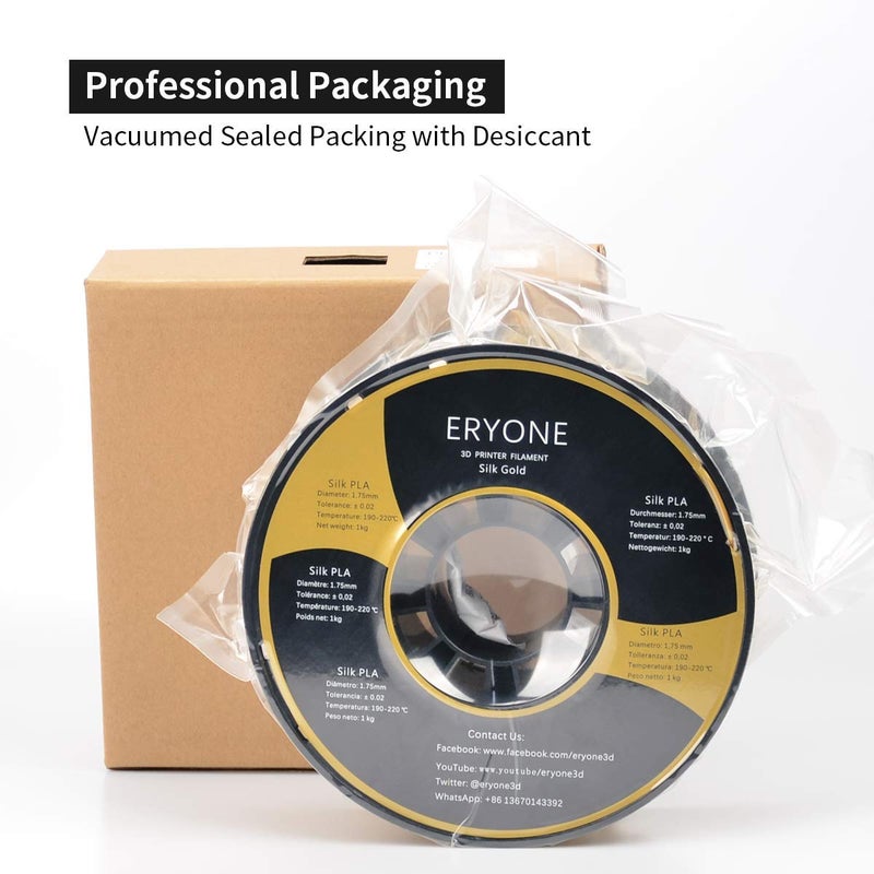 ERYONE Silk PLA Filament for 3D Printer, 1.75mm +/- 0.03mm, 1kg (2.1LBS)/Spool, Silk Glod - Image 5