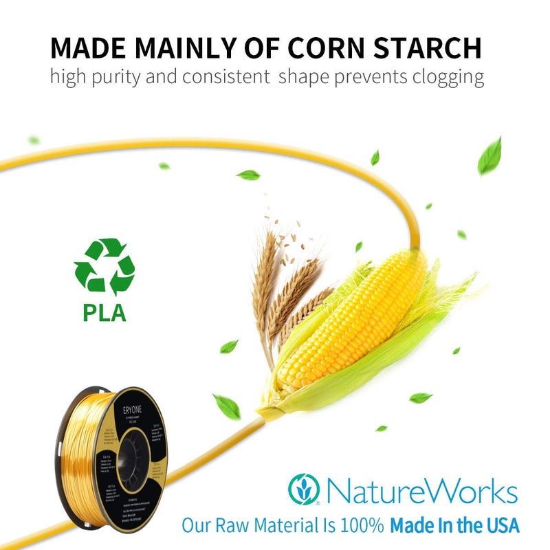 ERYONE Silk PLA Filament for 3D Printer, 1.75mm +/- 0.03mm, 1kg (2.1LBS)/Spool, Silk Glod - Image 4