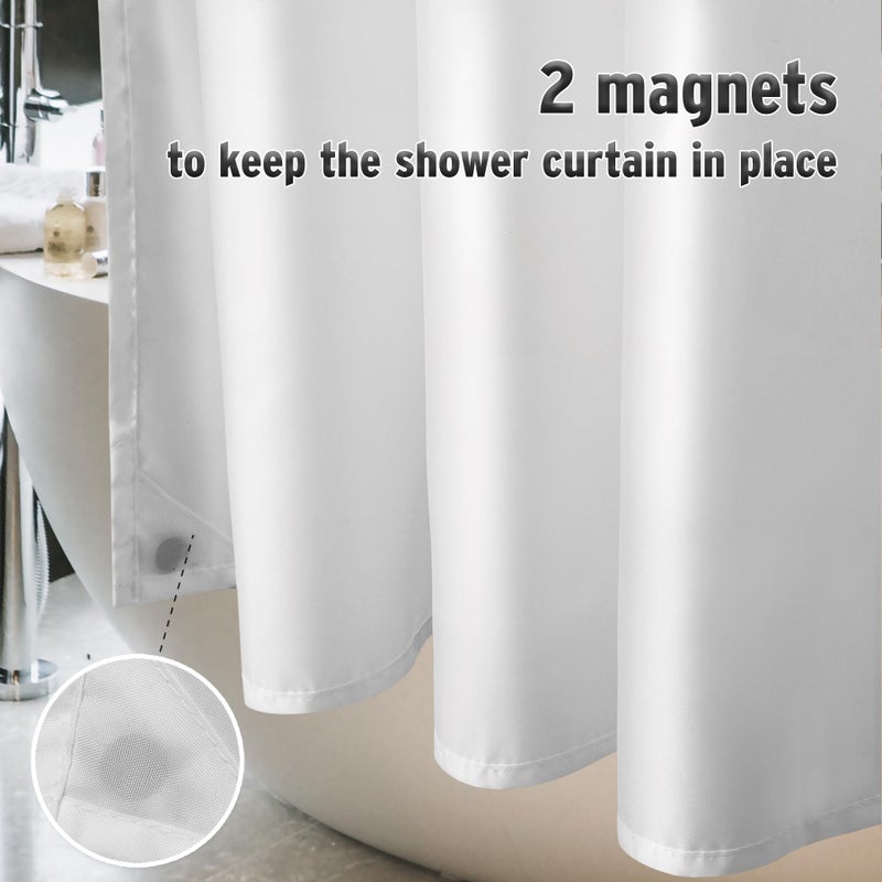 Titanker Small Stall Shower Curtain Liner Washable, 36 x 72 Inches, White Fabric Stall Shower Liner with 2 Magnets, Waterproof RV Shower Liner Soft Lightweight Polyester, White - Image 4