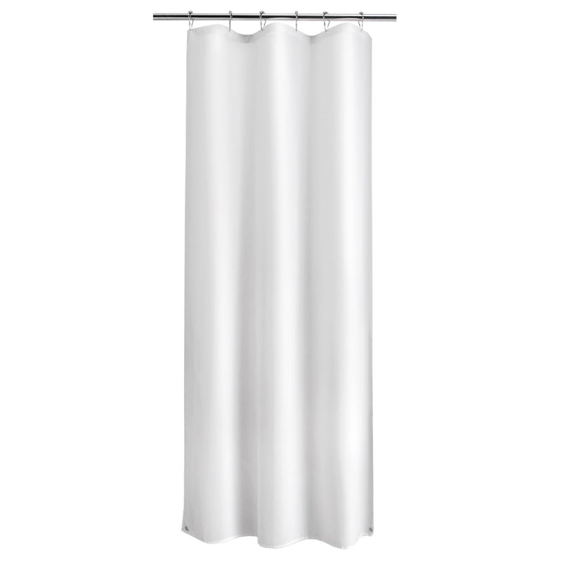 Titanker Small Stall Shower Curtain Liner Washable, 36 x 72 Inches, White Fabric Stall Shower Liner with 2 Magnets, Waterproof RV Shower Liner Soft Lightweight Polyester, White - Image 1