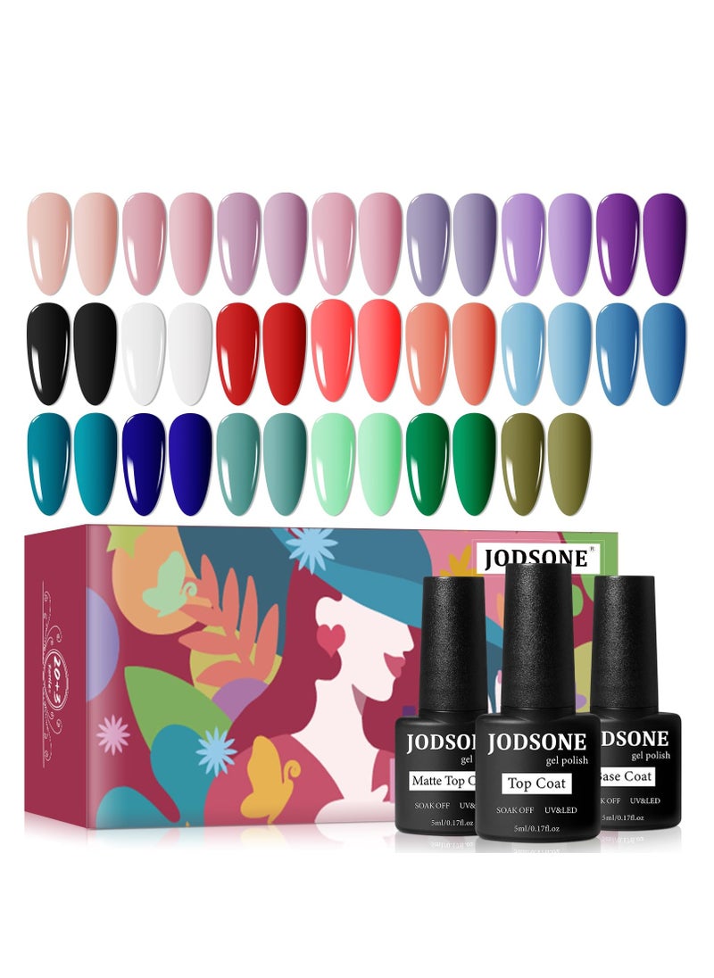 JODSONE - JODSONE Gel Nail Set 20 Colors High Shine Gorgeous Gel Polish Base Top Matte Coat Nice Gifts Show Charm - Image 1