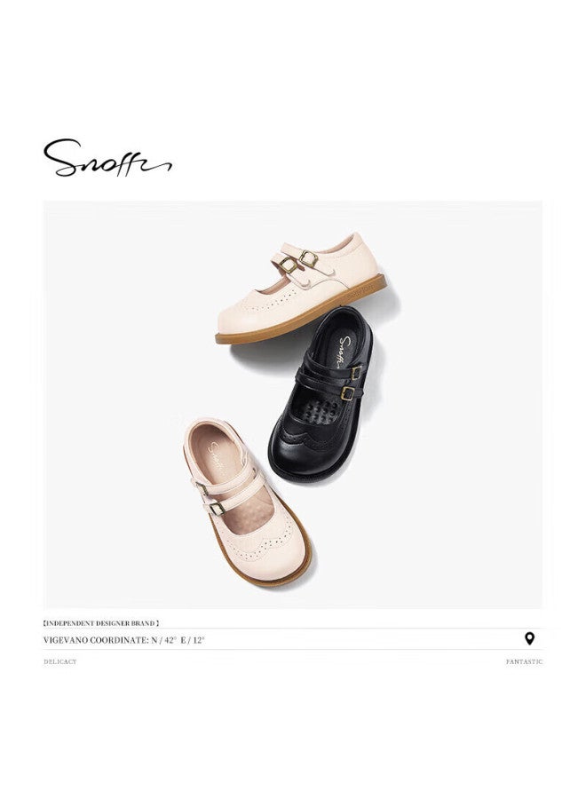 Snoffy Children's Leather Shoes, Autumn Girls' Princess Shoes, Comfortable Casual Shoes For Older Children, Breathable Flats For Girls, Black, Size 31 - Image 2