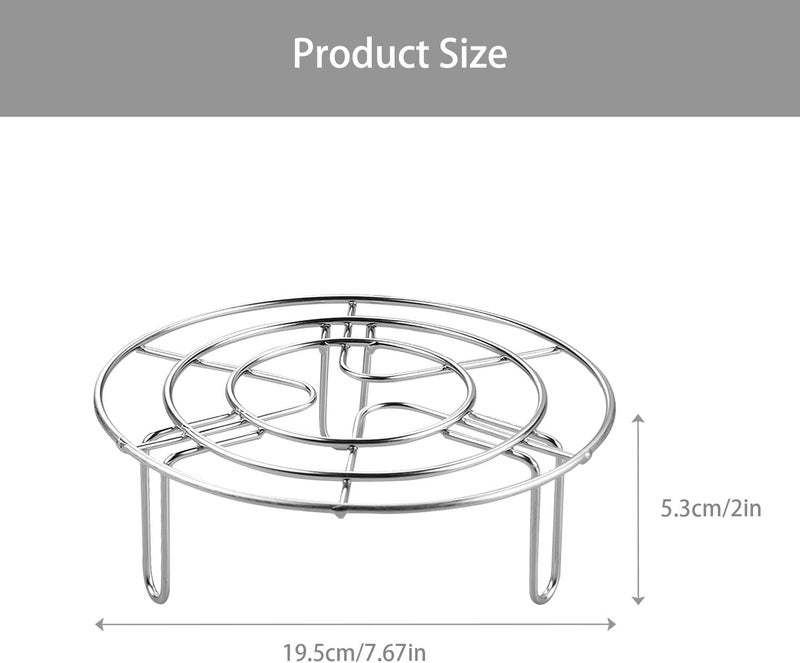 Rumyve Stainless Steel Round Steam Rack,Round Air Fryer Rack,Cooking Rack Round Kitchen Steel Single Deck Grill for Microwave Baking,Steamer(19cm) - Image 2