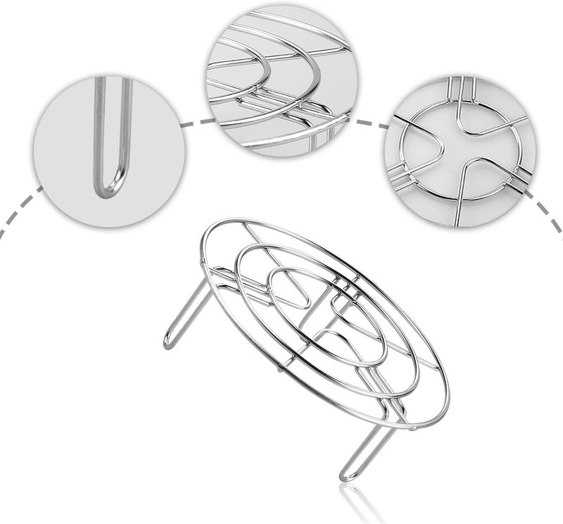 Rumyve Stainless Steel Round Steam Rack,Round Air Fryer Rack,Cooking Rack Round Kitchen Steel Single Deck Grill for Microwave Baking,Steamer(19cm) - Image 3