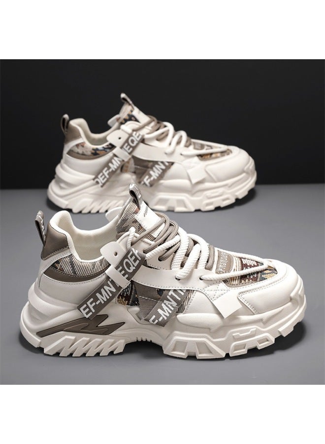 Popular Men's Shoes Summer  New Mesh Sneakers Youth Trendy Versatile Height-increasing Dad Shoes Thick-soled