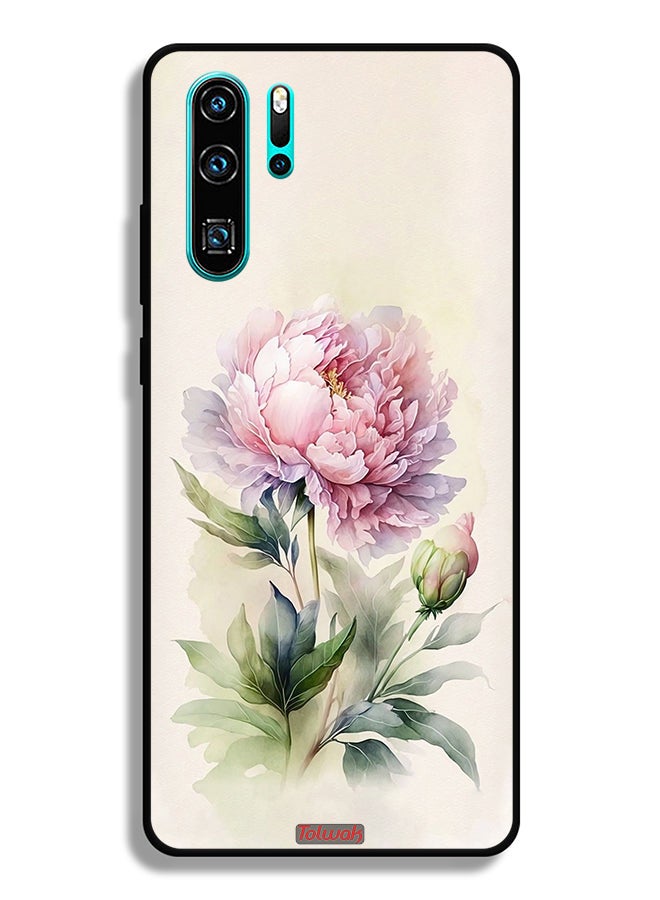 Tolwak غطاء حماية لهاتف هواوي P30 برو بتصميم فني لورود مائية - Image 2