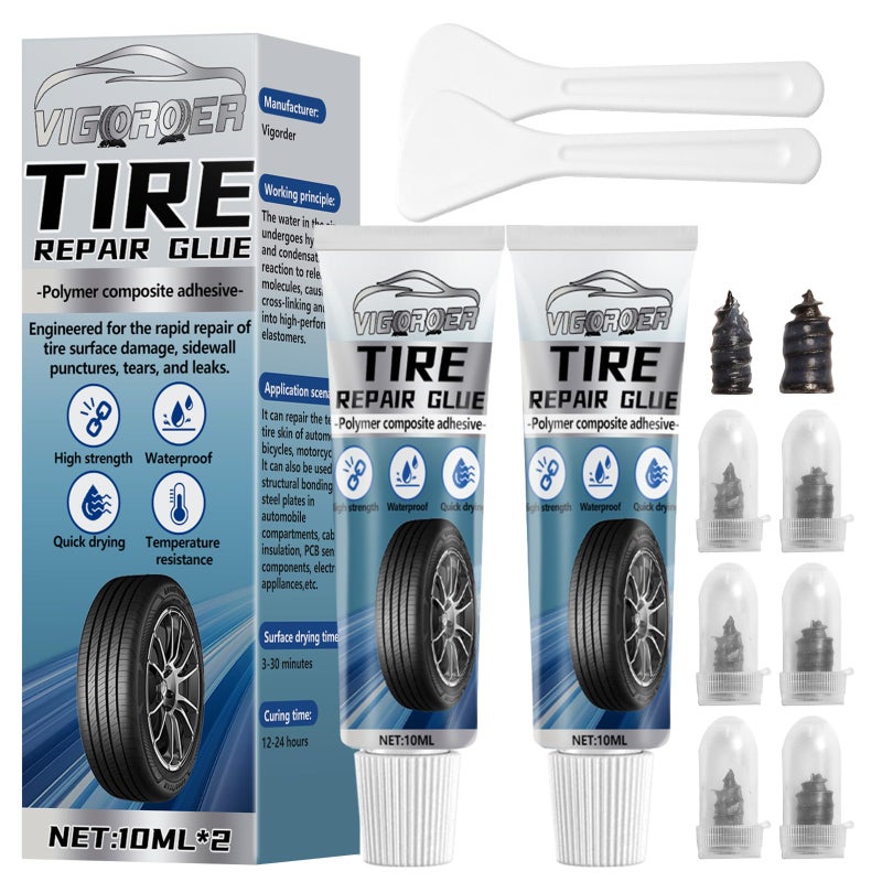 Vigorder Tire Repair Glue Rubber Cement for Sidewall Fixes Suitable for Car Motorcycle Bike Jeep OffRoad Truck Tractor 20ML Black - Image 3