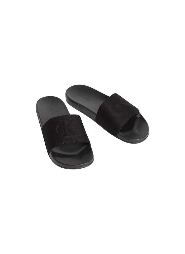 CALVIN KLEIN Essential Monogram Canvas Slide Sandals
