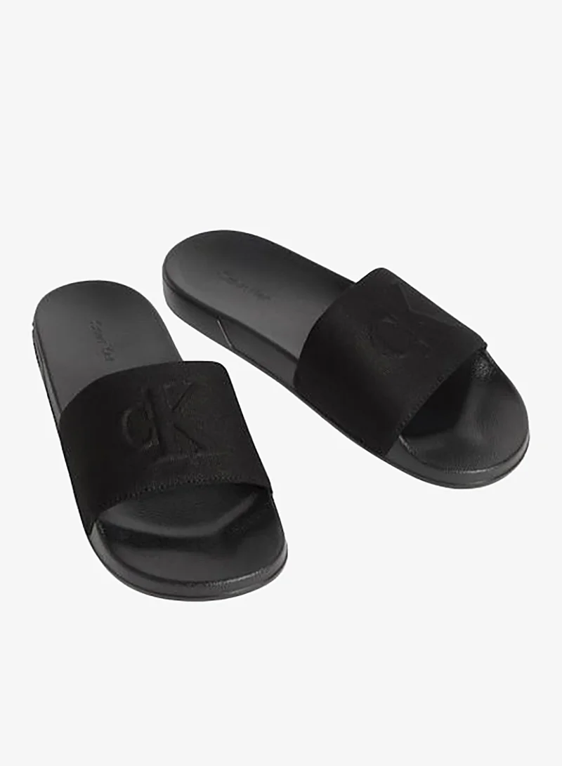 CALVIN KLEIN Essential Monogram Canvas Slide Sandals