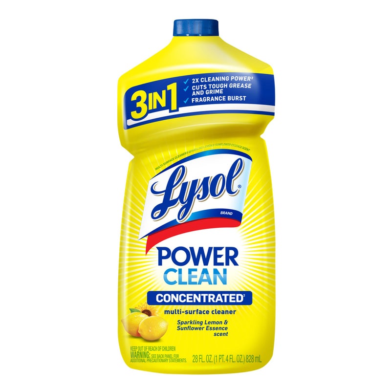 Lysol Power Clean Multi-Surface Cleaner, 2x Concentrated Pour, Sparkling Lemon & Sunflower Essence scent, 28 Fl Oz (Packaging May Vary) - Image 1